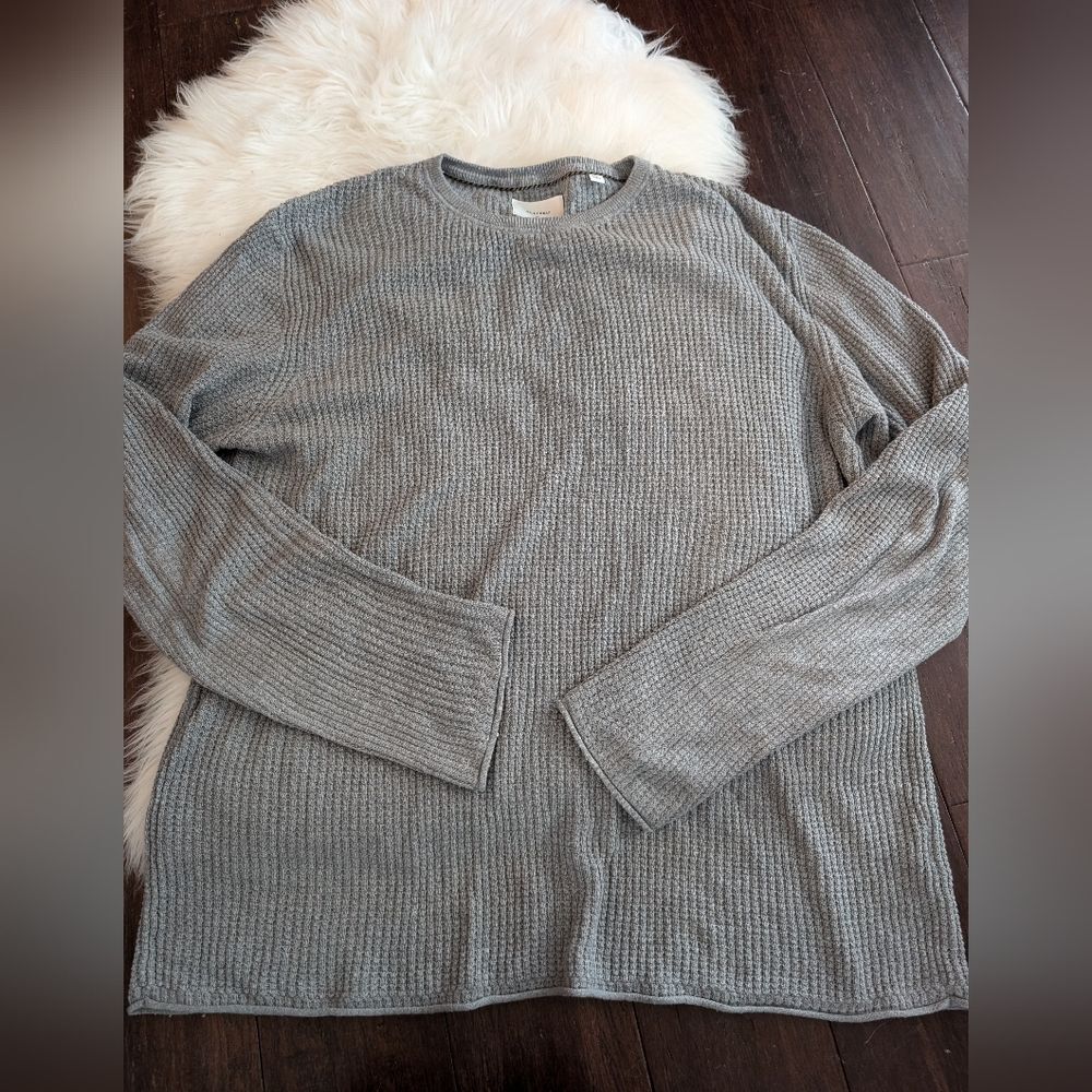 Billy Reid T-Shirt Mini Waffle Crew Long Sleeve Cotton Camera Huckberry XL Grey